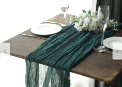 Peacock teal table runners